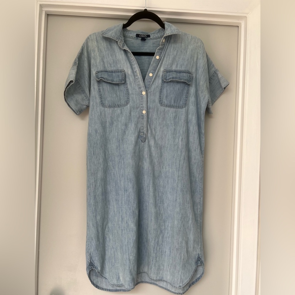 Chaps Blue Polo Collar Raglan Dress